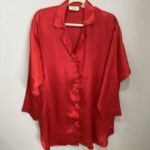 Victoria’s Secret Petite Sm Gold Label‎ Vintage Red Satin Night Shirt Nightgown